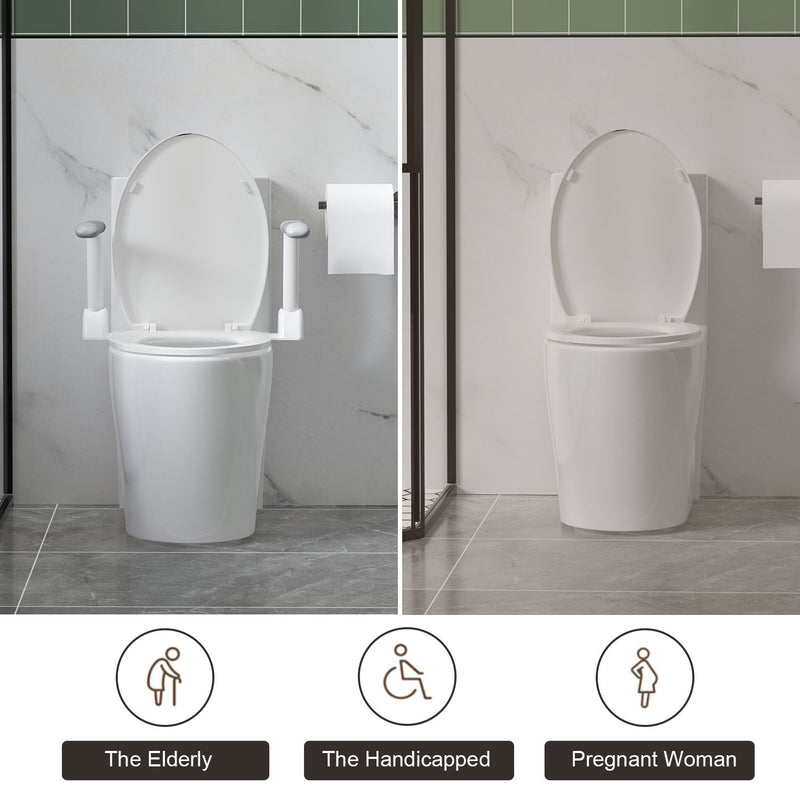 Upgraded Design Armrest, With Glossy Gw 007 1 Piece Toilet With Tornado Flush, Soft Close Seat, Dual Flush Map 1000G, Comfort Chair Seat - Gloss White