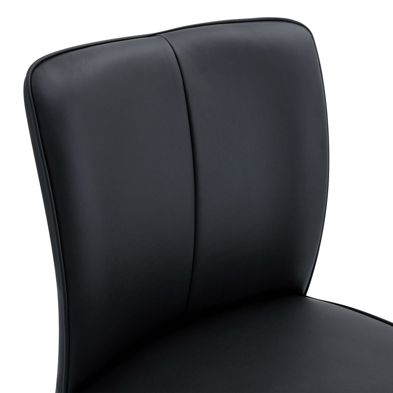 Modern Bar Chair Set Streamlined Backrest Metal Legs 2 Pieces - Black / Silver