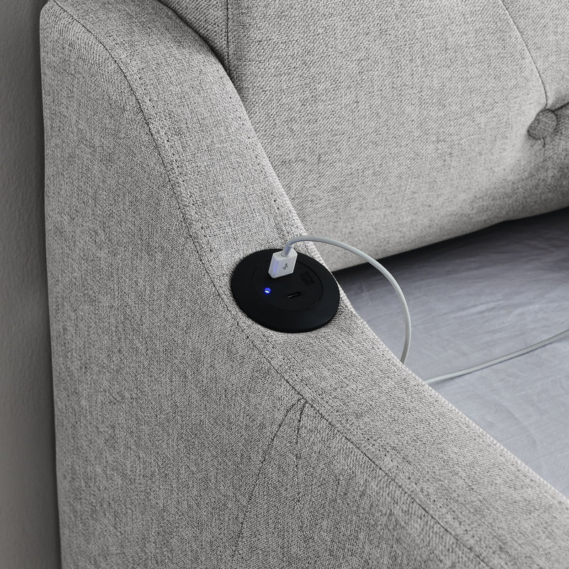 Size Upholstered Daybed With Trundle And USB Charging Armrest