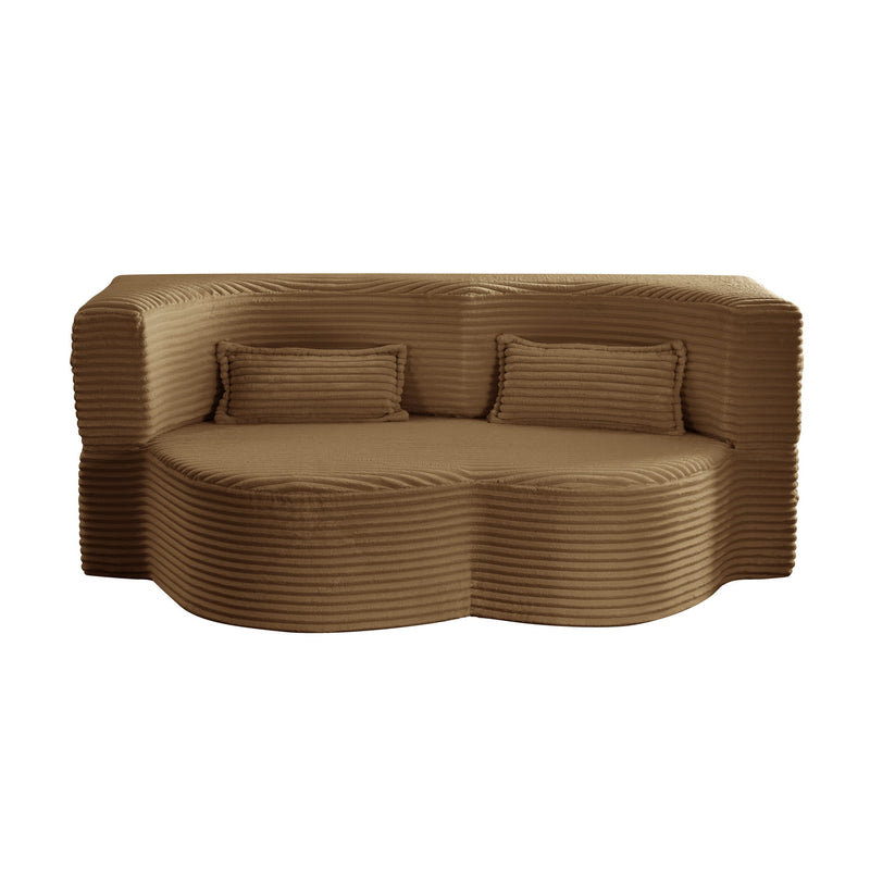 Floor Convertible Sleeper Sofa Bed With 2 Pillows