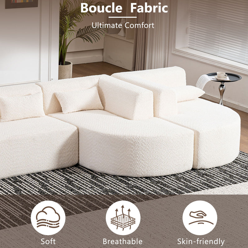 Upholstered Sofa Free Combined Sofa Couch With 2 Chaise Lounge And Five Back Pillows For Living Room