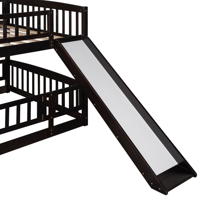 Low Bunk Bed With Slide, Fence And Ladder