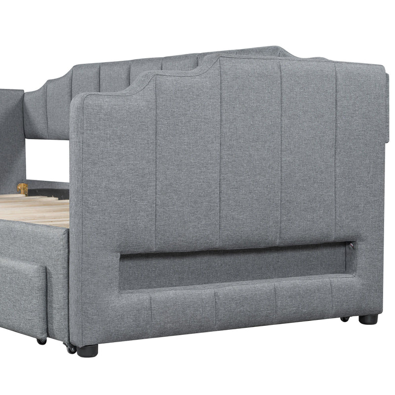 Extendable Daybed With LED Light And 2 Storage Drawers