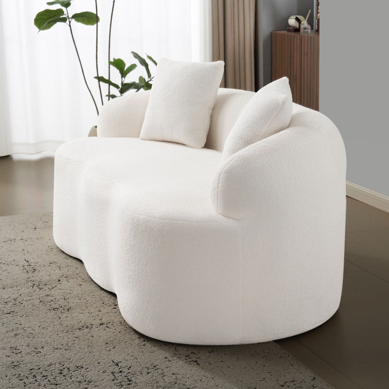 Curved Loveseat Sofa With Round Armrest