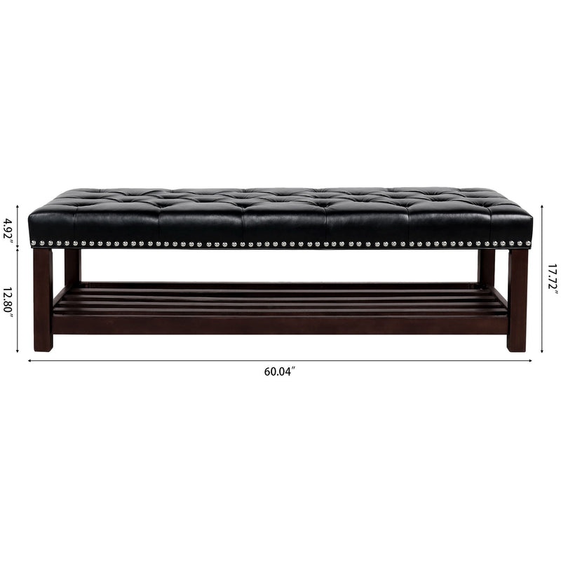 Bedroom End Of Bed Bench Tufted Upholstered End Of Bed Bench End Of Bed Entrance Shoe Bench With Nailhead Trim And Shelf Bedroom Upholstered Bench Living Room Shoe Rack Footstool