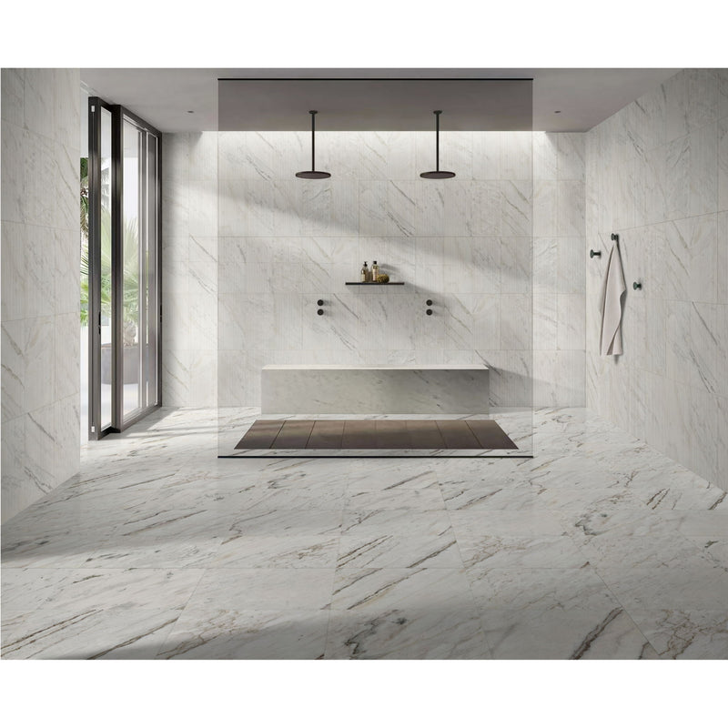 Snow Mountain Ol Textured Marble Tiles For Wall Decoration - White / Natural