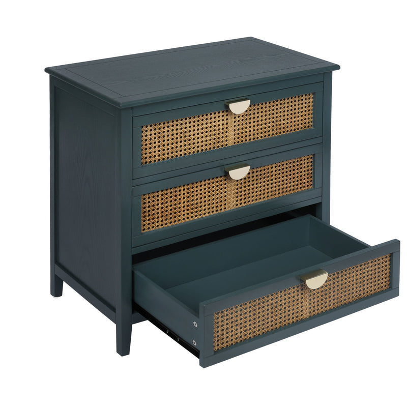 3 Drawer Cabinet, Natural Rattan, American Furniture