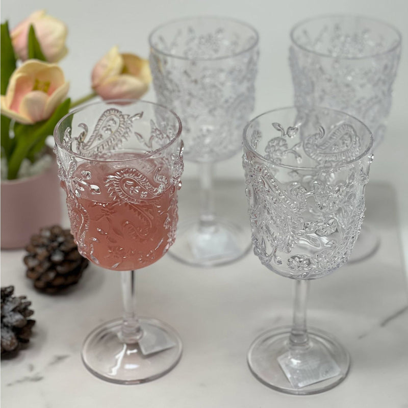 Paisley Acrylic Wine Glasses (Set of 4)