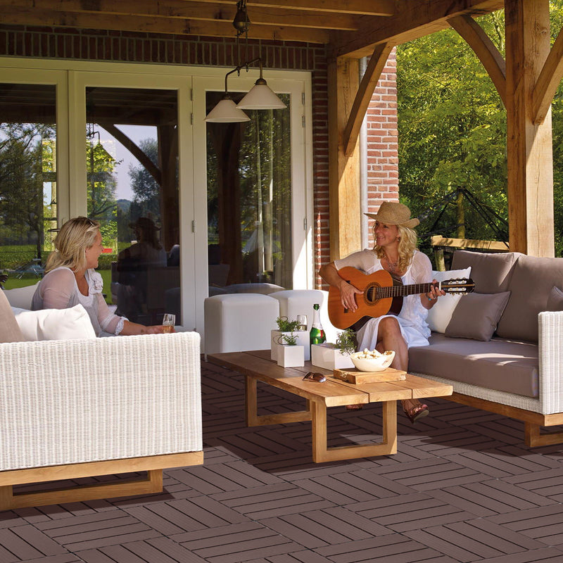 Plastic Interlocking Deck Tiles, Patio Flooring Outdoor Waterproof All Weather Use