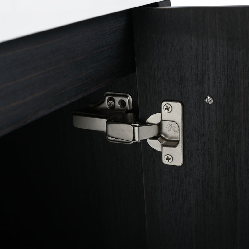 Modern Wall Mounted Bathroom Vanity With Thick Edge Resin Sink And Storage Rack