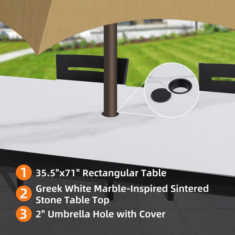 Modern Outdoor Patio Dining Set With Table And Chairs With Sunbrella Cushions