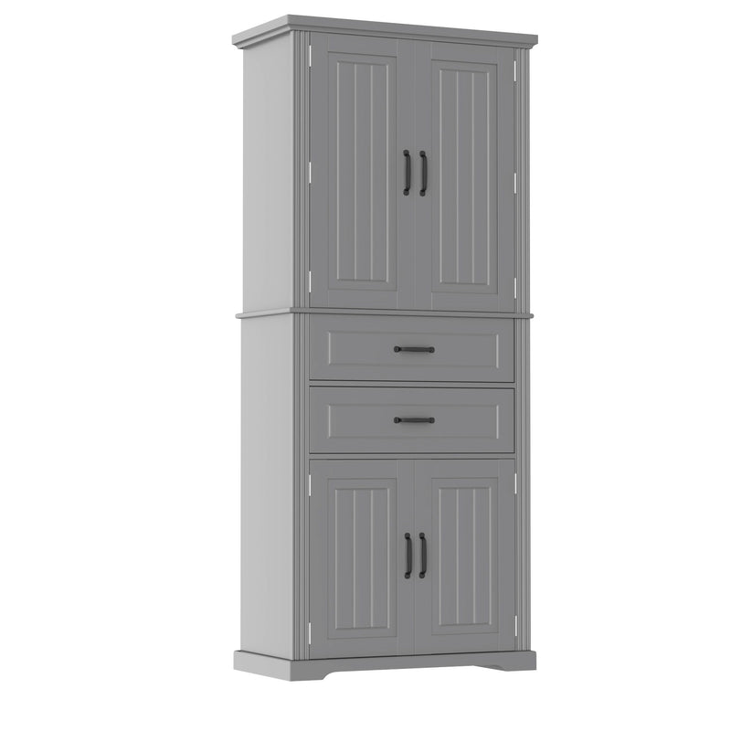 Multi Functional Storage Cabinet With Adjustable Shelves, 2 Drawers, Door Shelves