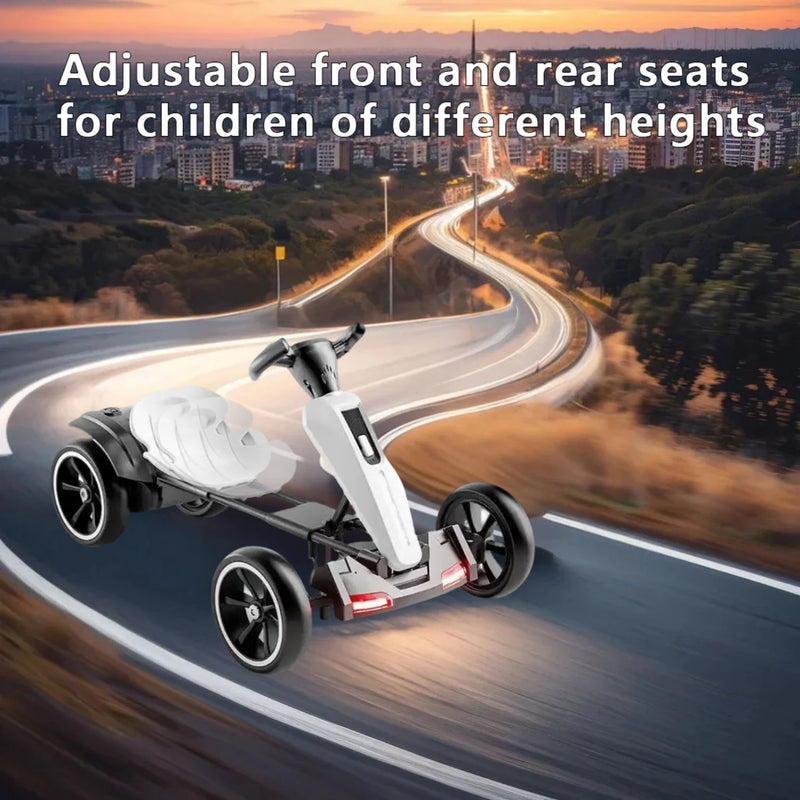 Electric Kids Pedal Go Kart With Adjustable Seat, Foldable Design