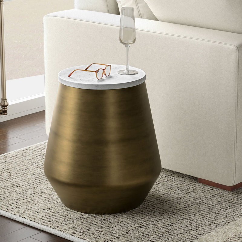 Benning - Side Table - Antique Brass / White