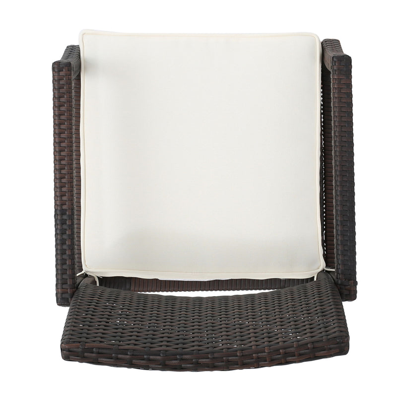 Outdoor Wicker Dining Chair With Water Resistant Cushions (Set of 2) - White / Brown