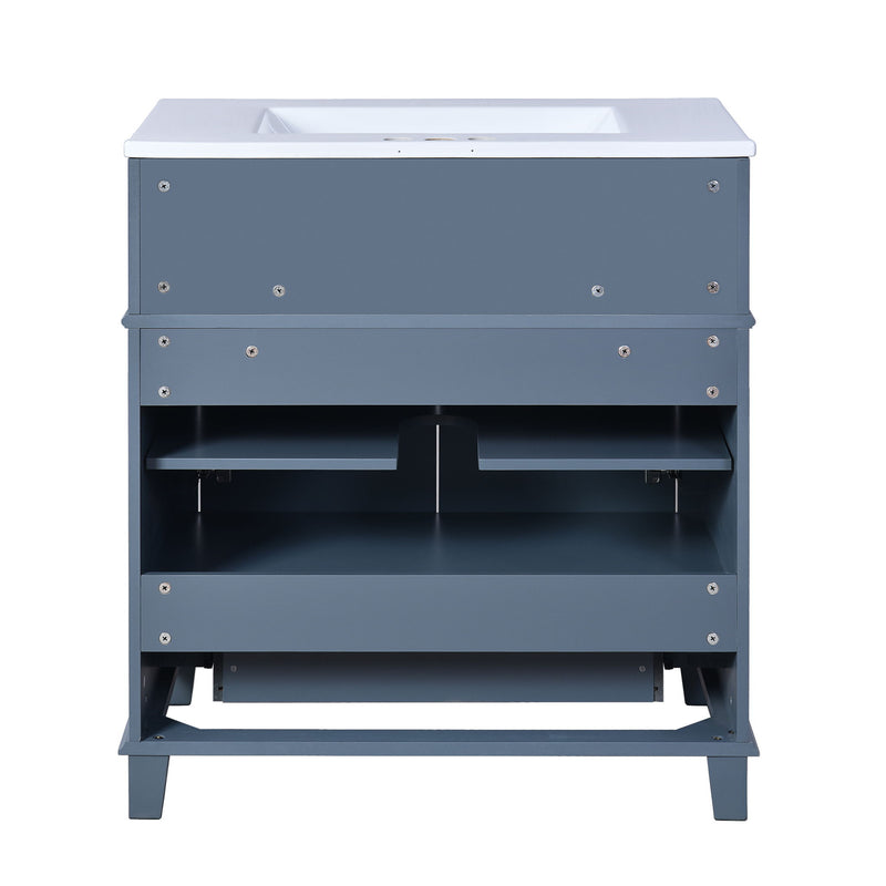 Bathroom Vanity With Sink Storage Cabinet - Blue