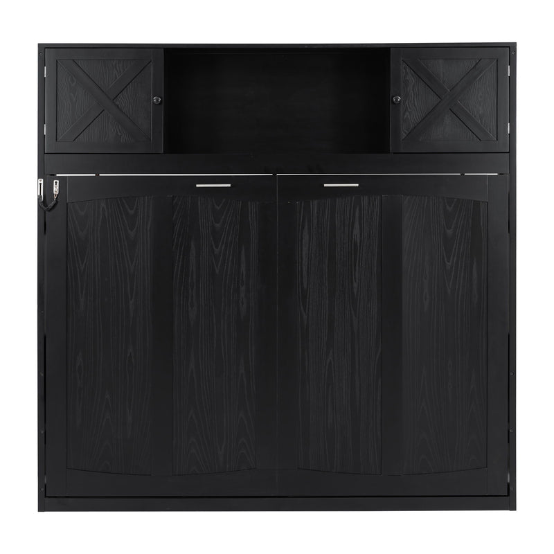 Rustic Casual Murphy Bed With Storage Cabinets