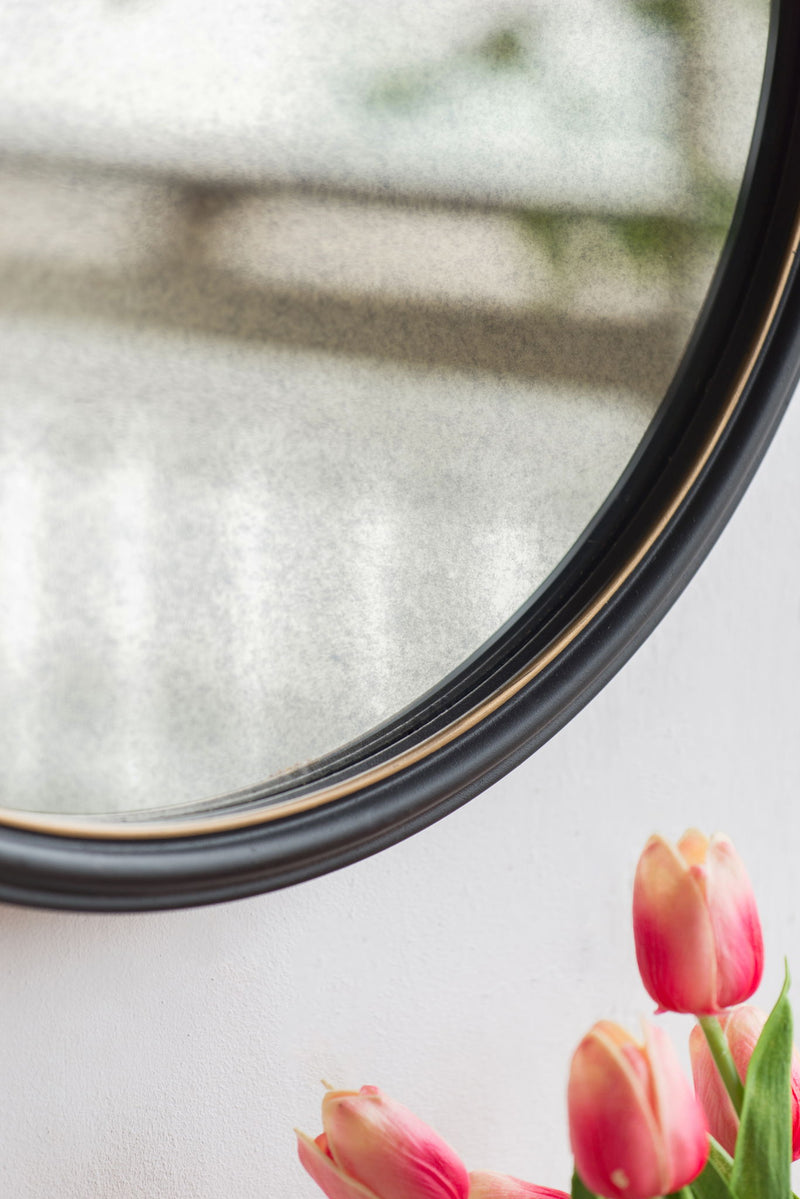 Handsome Cleveland Mirror With Rope Strap Contemporary Design Circle Mirror With Round Metal Frame For Wall Decor