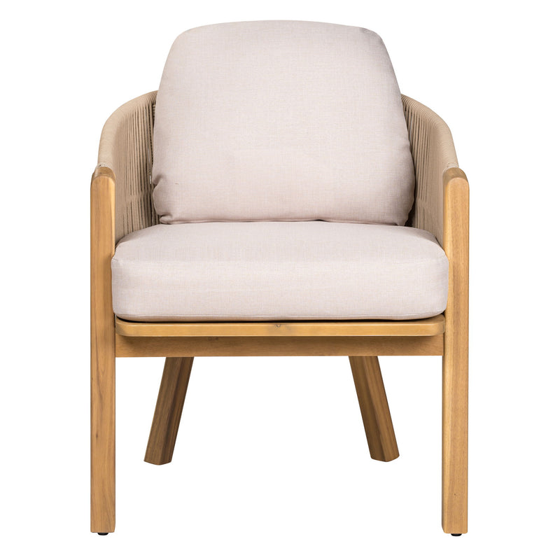 Grotta - Outdoor Dining Arm Chair (Set of 2) - Teak / Beige
