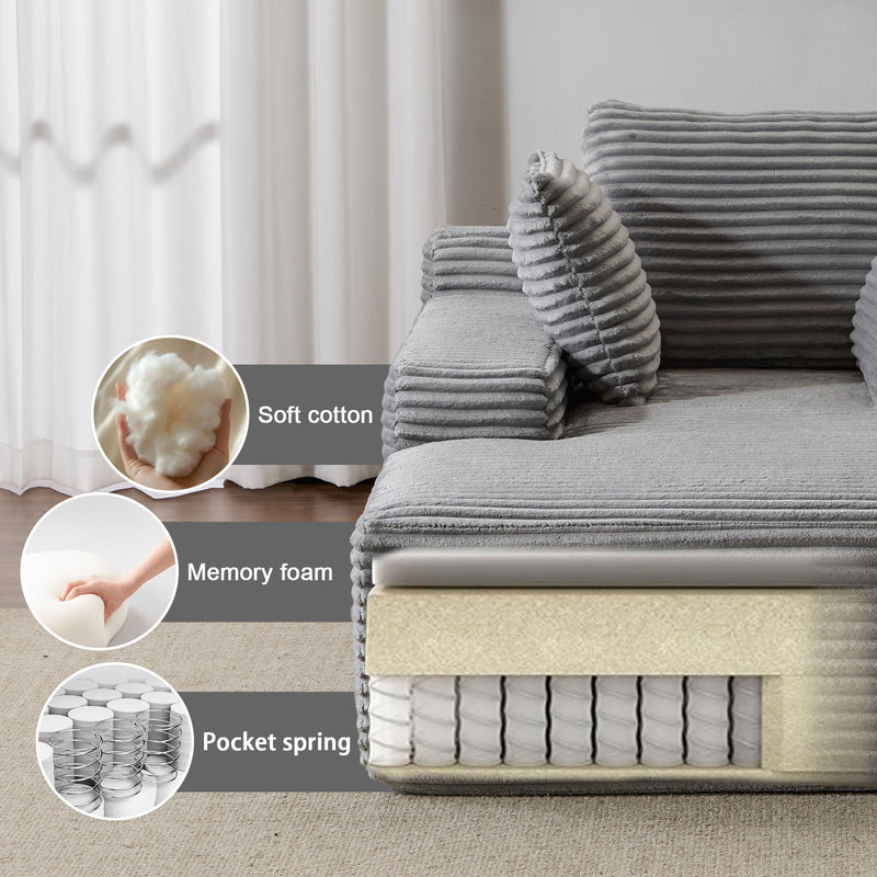 Oversized Chaise Lounge Chair Cozy Cloud Couch With 3 Throw Pillows And Wide Armrest