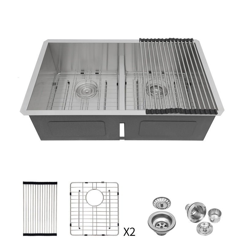 Modern Double Bowl Undermount Sink Design With 10" Deep Basins
