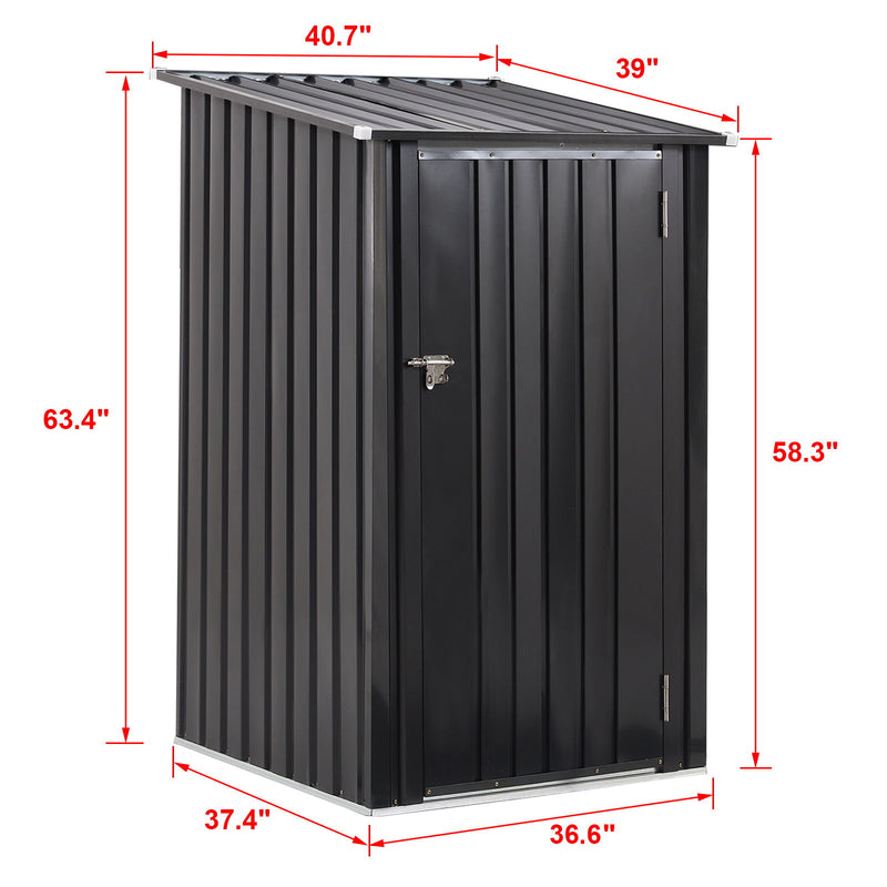 Outdoor Storage Shed, Metal Steel Garden Shed With Single Lockable Door, Small Shed Outdoor Steel Utility Tool Shed For Backyard Patio Garden Lawn - Dark Gray