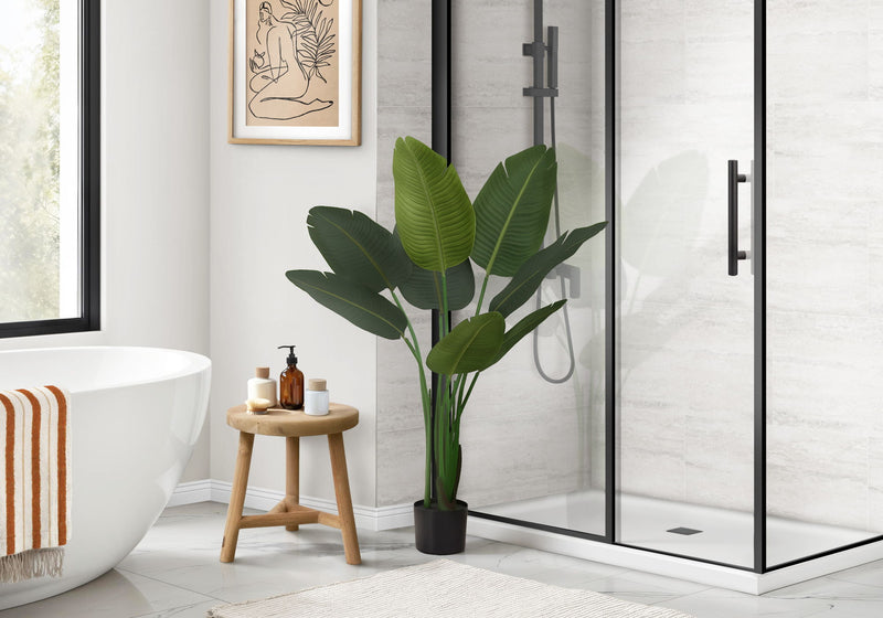 44" Tall, Artificial Plant, Bird Of Paradise Tree, Indoor, Faux, Fake, Floor, Greenery, Potted, Decorative - Green / Black