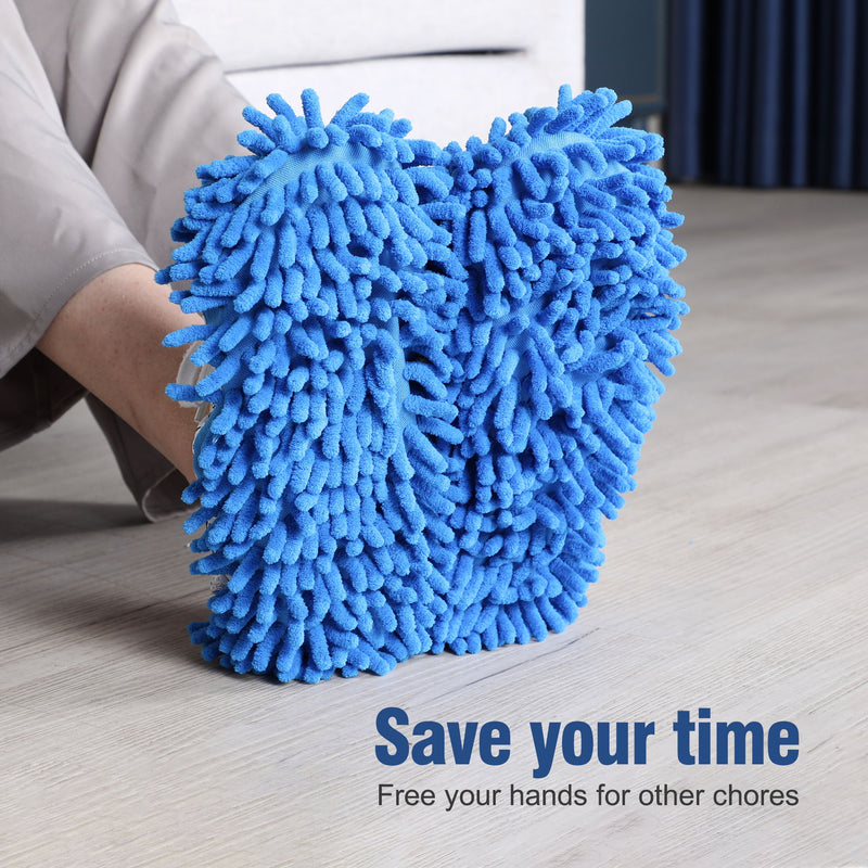 Microfiber Mop Slippers For Floor Cleaning, Machine Washable, 3 Pieces - Blue / Green / Red