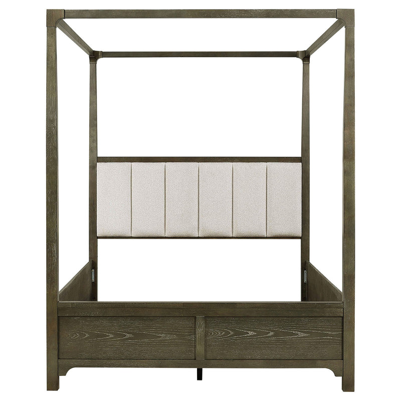 Sundance - Queen Canopy Bed With Upholstered Headboard - Dark Brown