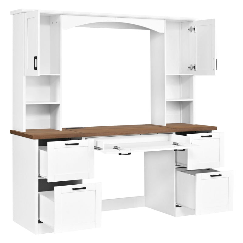 Farmhouse Computer Desk With Hutch