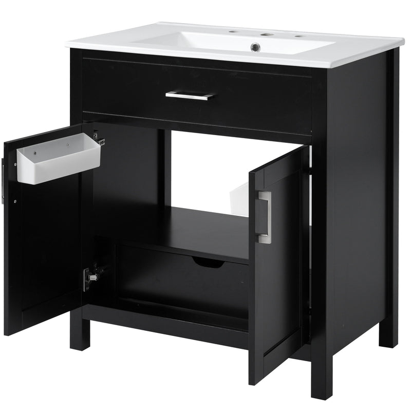 Bathroom Vanity With Sink And Ample Storage, Rectangular Undermount Sink - Black