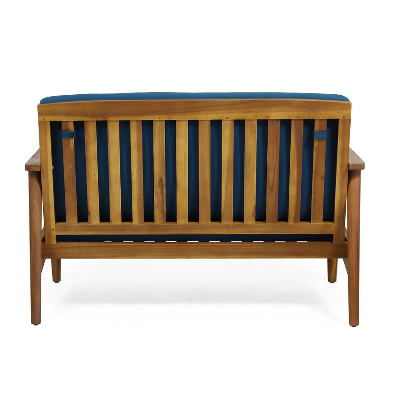 Outdoor Acacia Wood Loveseat Set With Coffee Table