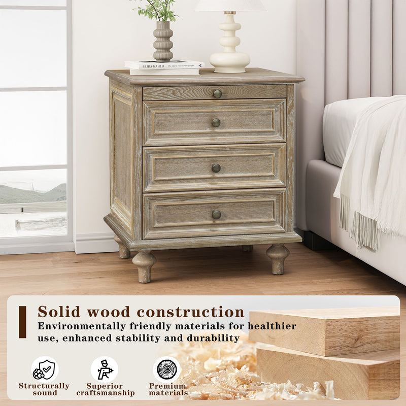 Farmhouse Nightstand With 4 Drawers