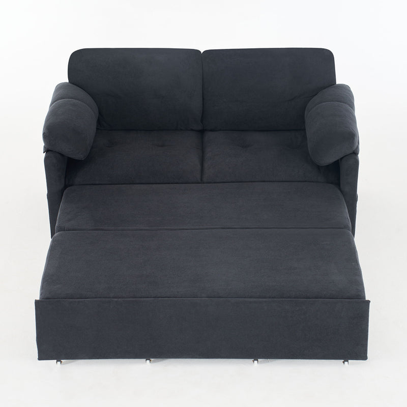 Convertible Pull Out Sofa Bed Queen Size, 3 In 1 With Side Storage