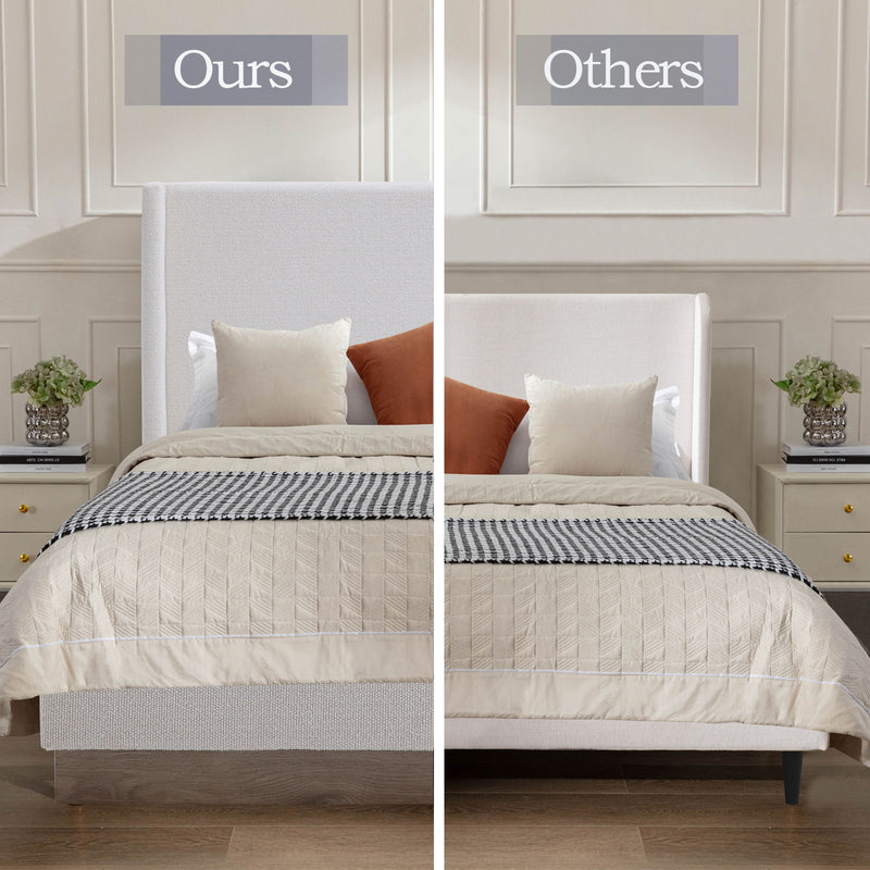 Hosford - Minimalist Upholstered Wingback Bed With Wood Base Platform