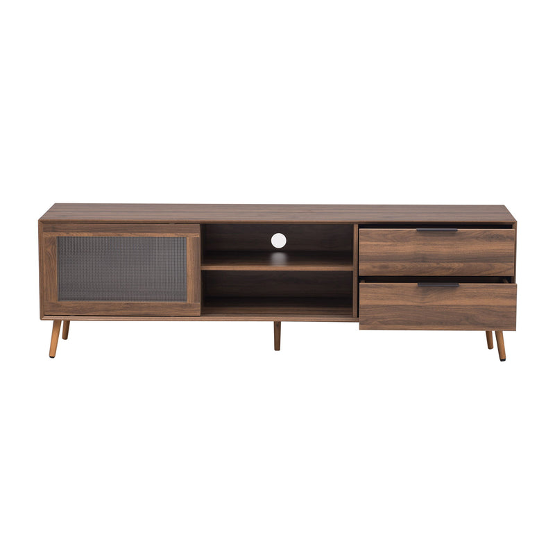 TV Stand, Media Console With 2 Doors, 2 Drawers & Storage Cabinet - Walnut