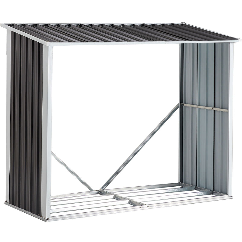 Log Storage Shed, Log Holder With Roof, Log Storage Shed, Firewood Rack For Backyard Garden Patio Porch, Anthracite Galvanized Steel - Dark Gray