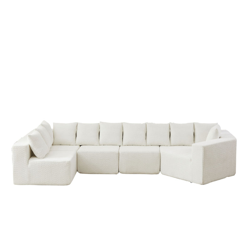 L - Shaped Modular Sofa With Deep Seat And 11 Pillows