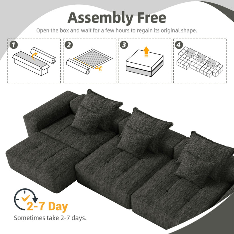 Modern Oversized Diy Combination, Modular Sectional Sofa With Pillows