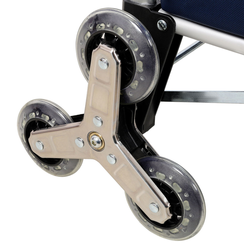 Foldable Shopping Stair Trolley With Triangular Wheels And Removable Waterproof Bag - Black