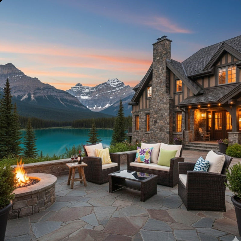 Modern Patio Set With Table And Cushions