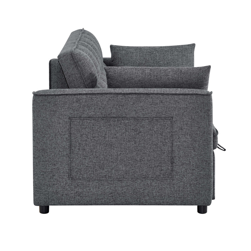 Sienna - Tufted Convertible Sleeper Sofa With Chaise - Gray