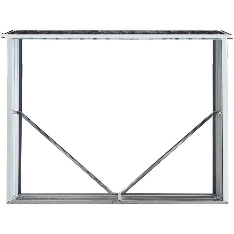 Log Storage Shed, Log Holder With Roof, Log Storage Shed, Firewood Rack For Backyard Garden Patio Porch, Anthracite Galvanized Steel - Dark Gray