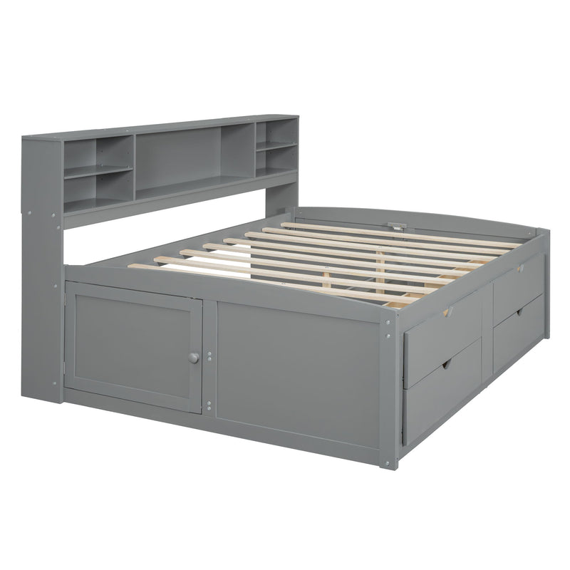 Daybed With 2 Bedside Cabinets, Upper Shelves And 4 Drawers