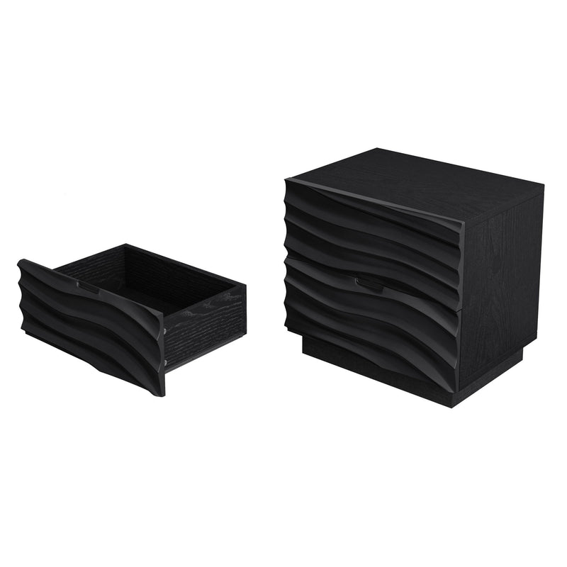 Nightstand With 2 Drawers, No Handles