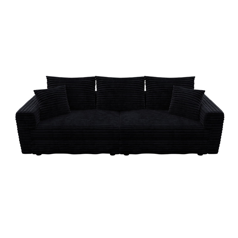 Deep Seat Convertible Sofa With Soft Pillows And Ottomans