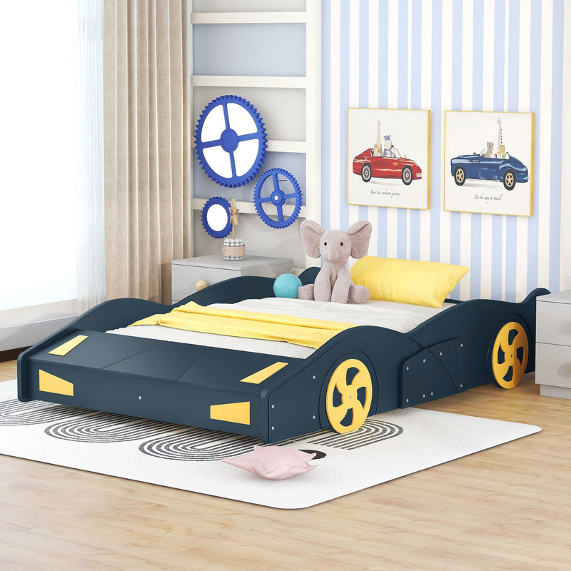 Race Car Shaped Platform Bed With Wheels And Storage