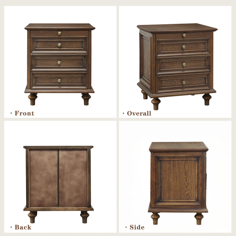 Farmhouse Nightstand With 4 Drawers