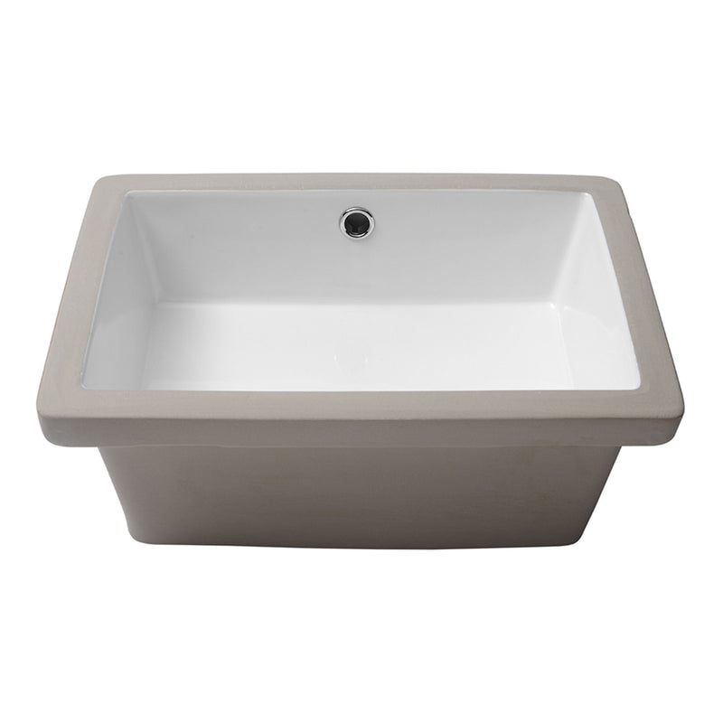 Modern Rectangular Undermount Bathroom Sink With Overflow Ceramic
