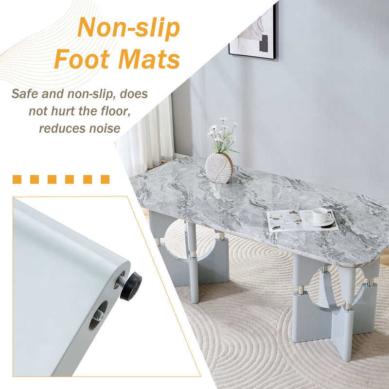 Modern Dining Table With Sleek Hollow-Out Frame And Accents
